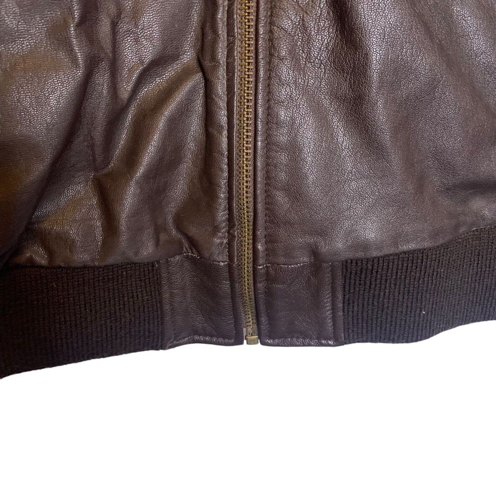 Vanguard Leather of America Jacket Mens Large Bomber Flight Brown Zip Front Coat - Picture 4 of 13